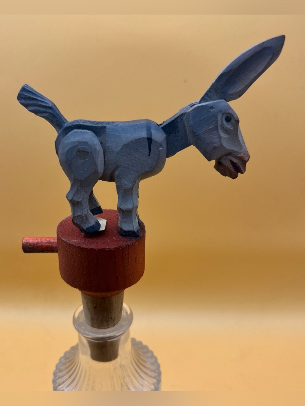 Vintage whiskey bottle cork mechanical donkey